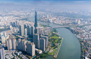 ホーチミン中央部の空撮